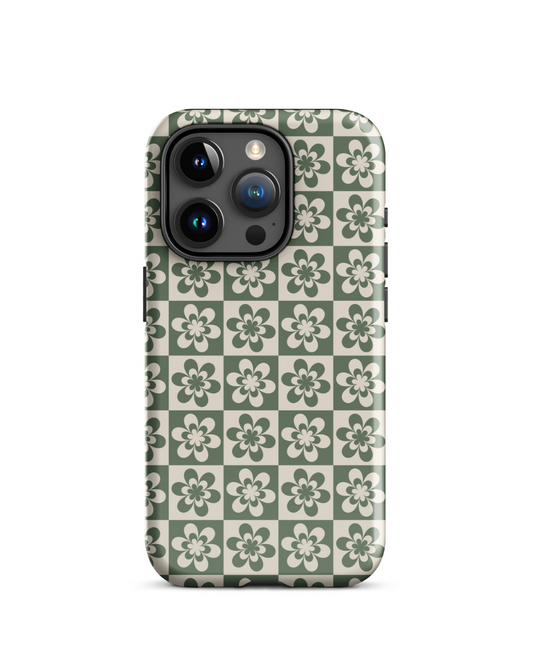 Green Checker Daisy iPhone Case