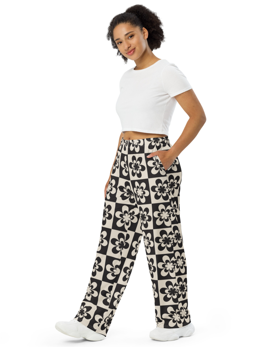 Black & Tan Flower Wide Leg Pants