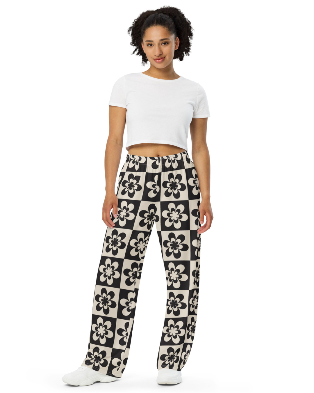 Black & Tan Flower Wide Leg Pants