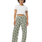 Green & Tan Flower Wide Leg Pants