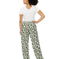 Green & Tan Flower Wide Leg Pants