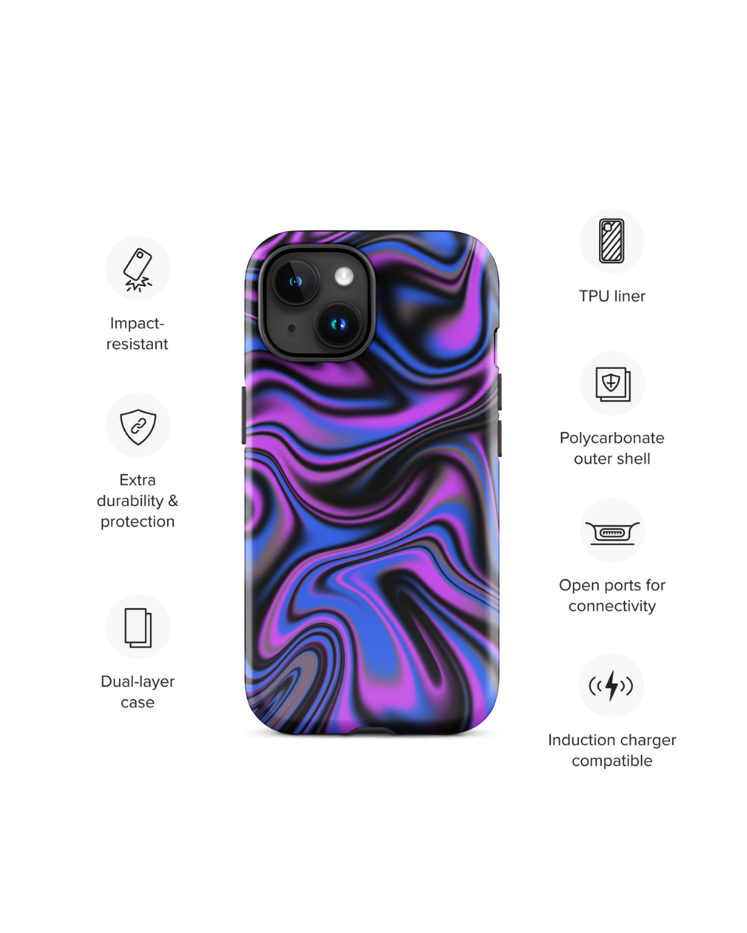 Purple & Black Swirl iPhone Case