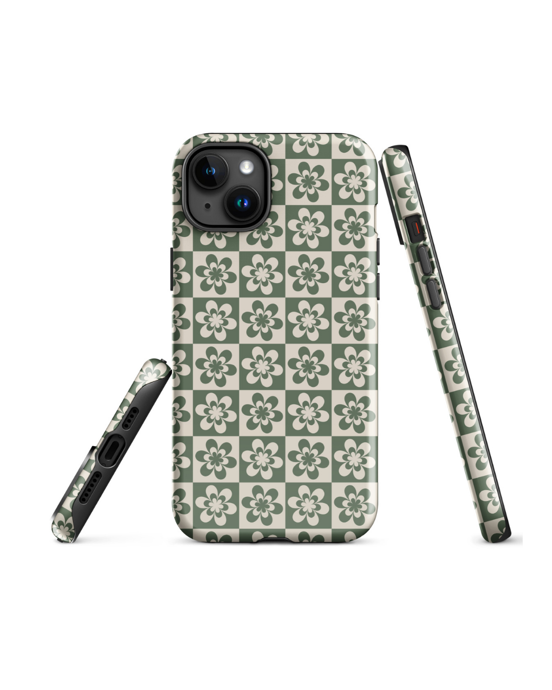 Green Checker Daisy iPhone Case