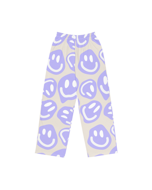 Purple Smiley Unisex Wide Leg Pants