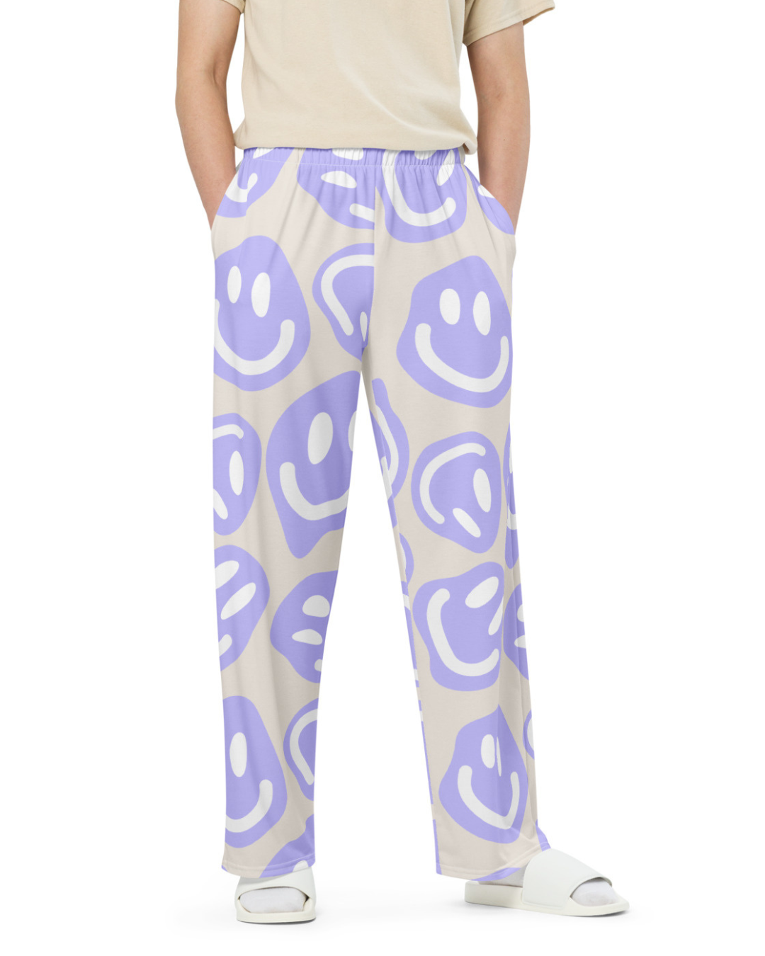 Purple Smiley Unisex Wide Leg Pants