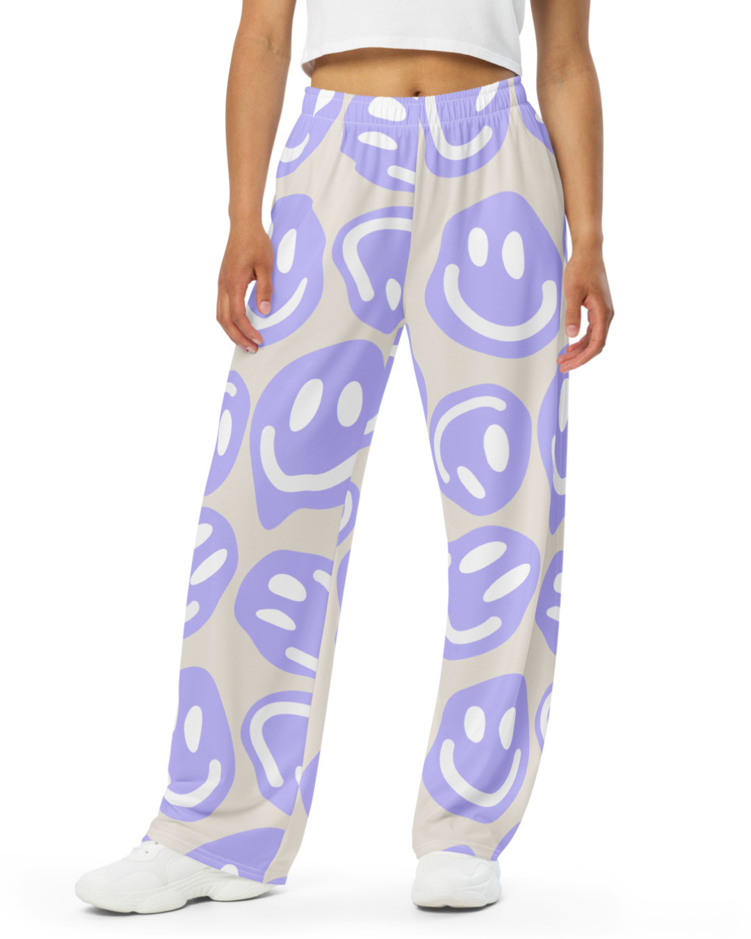 Purple Smiley Unisex Wide Leg Pants