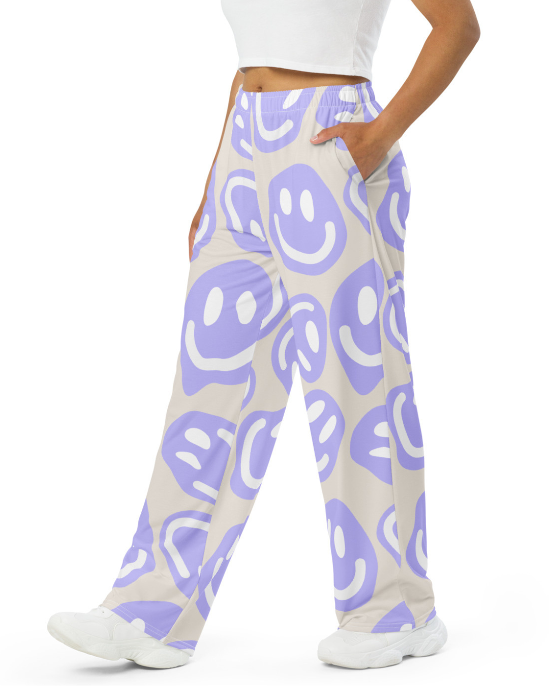 Purple Smiley Unisex Wide Leg Pants