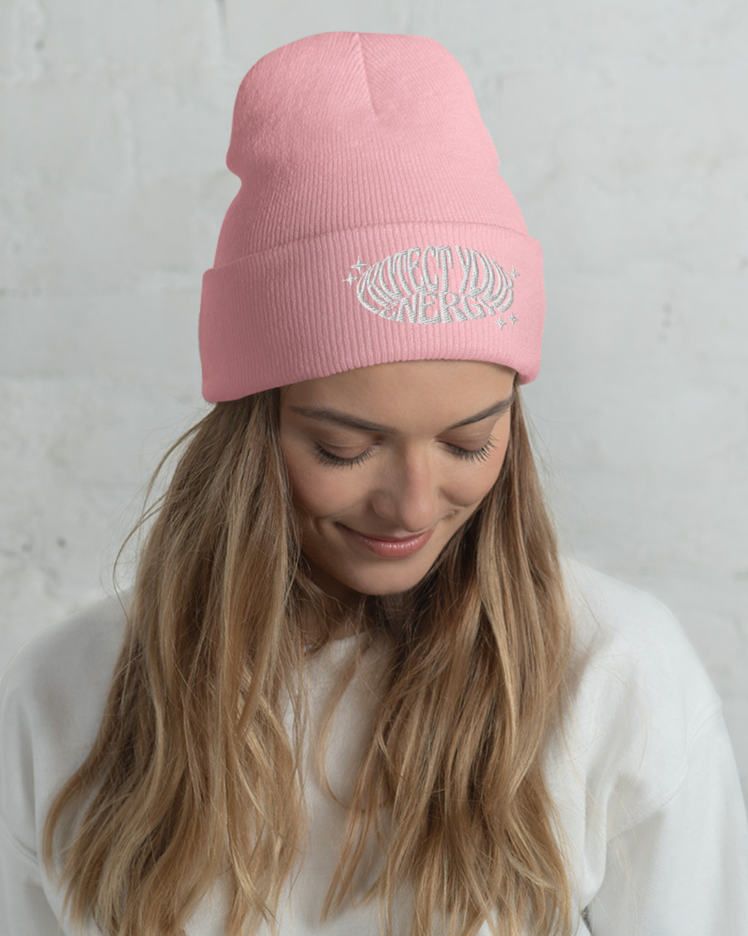 Protect Your Energy Cuffed Embroidered Beanie