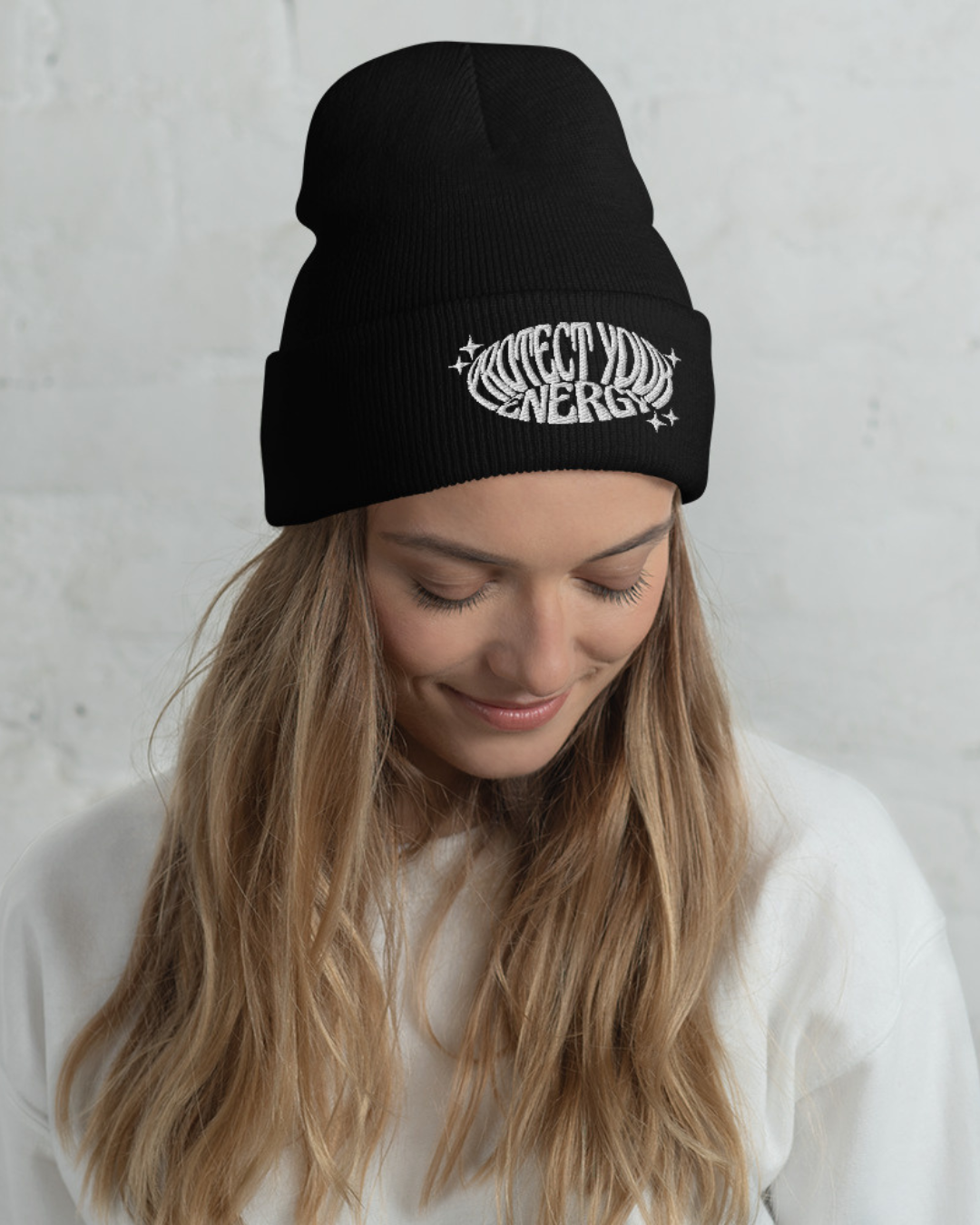 Protect Your Energy Cuffed Embroidered Beanie