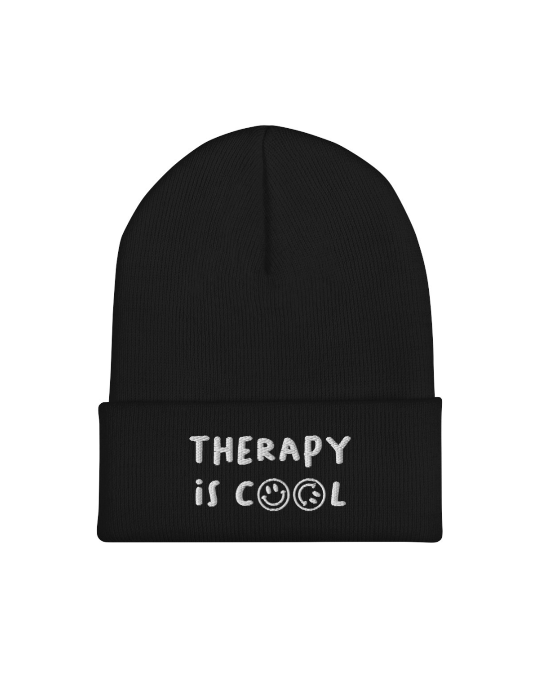 Therapy is Cool Cuffed Embroidered Beanie