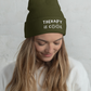 Therapy is Cool Cuffed Embroidered Beanie