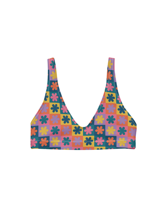 Retro Daisy Women’s Recycled Padded Bikini Top