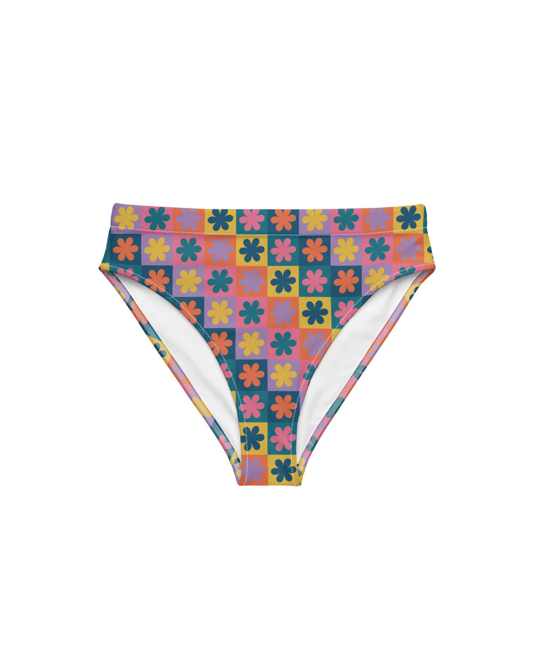 Retro Daisy Women's Recycled High Waisted Bikini Bottoms