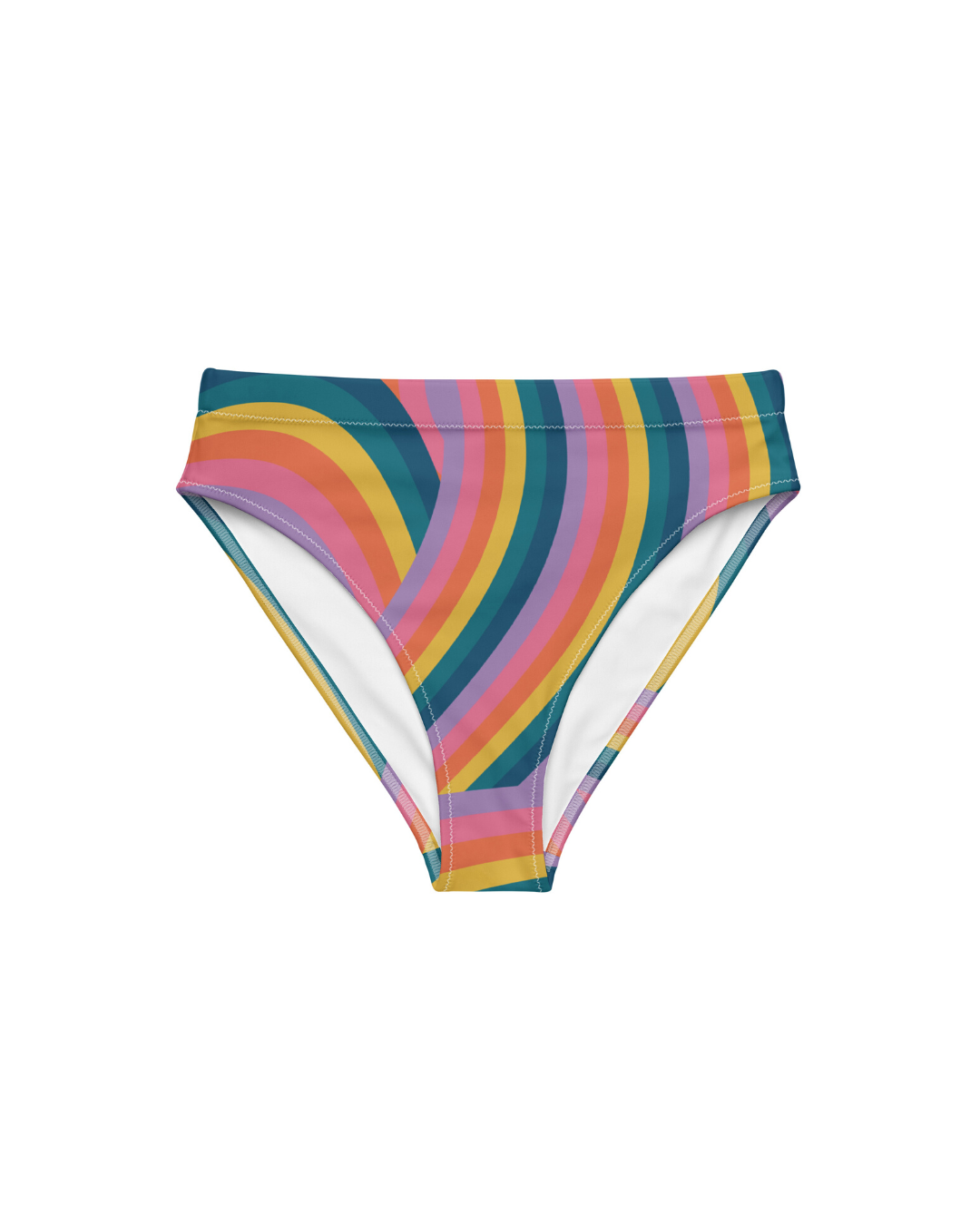 Retro Rainbow Women's Recycled High Waisted Bikini Bottoms