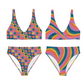 Retro Rainbow Women's Recycled High Waisted Bikini Bottoms