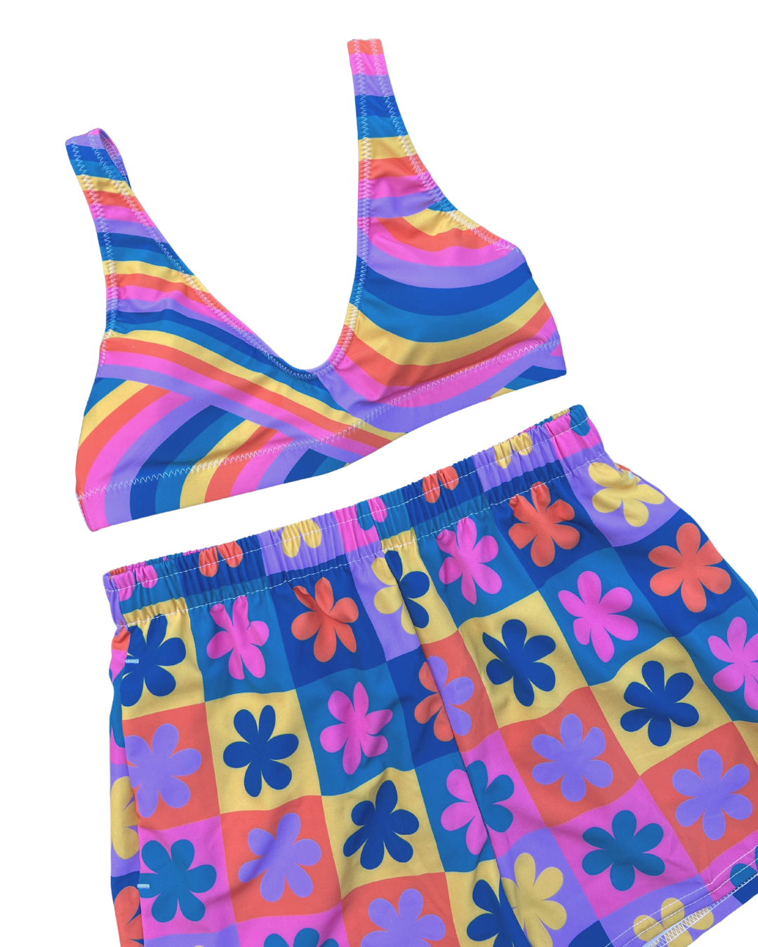 Retro Rainbow Women’s Recycled Padded Bikini Top