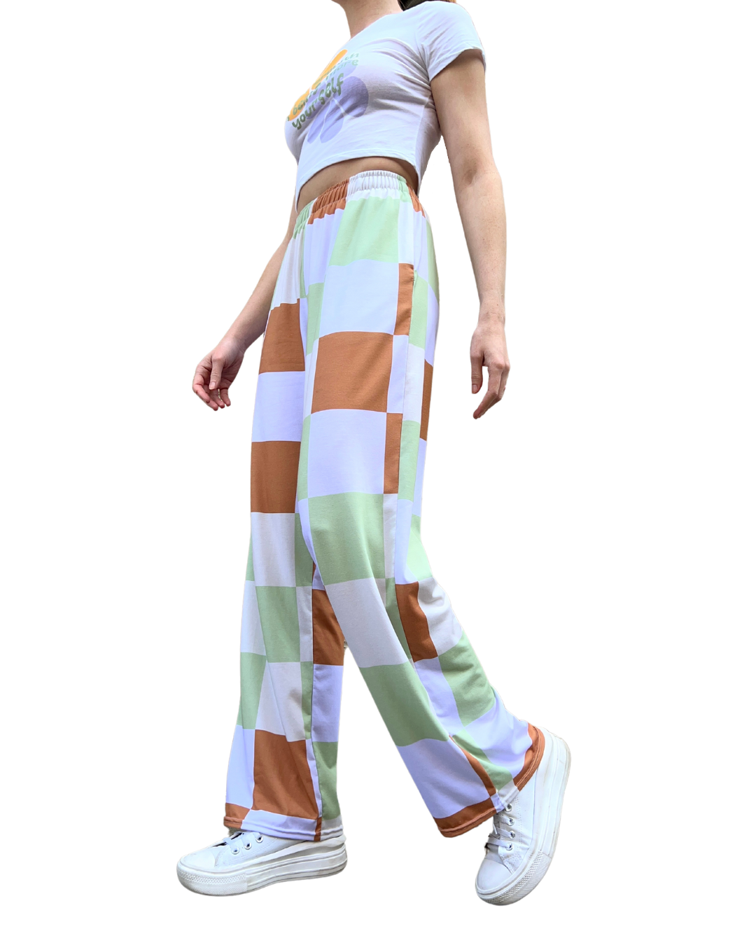 Neutral Checker Unisex Wide Leg Pants